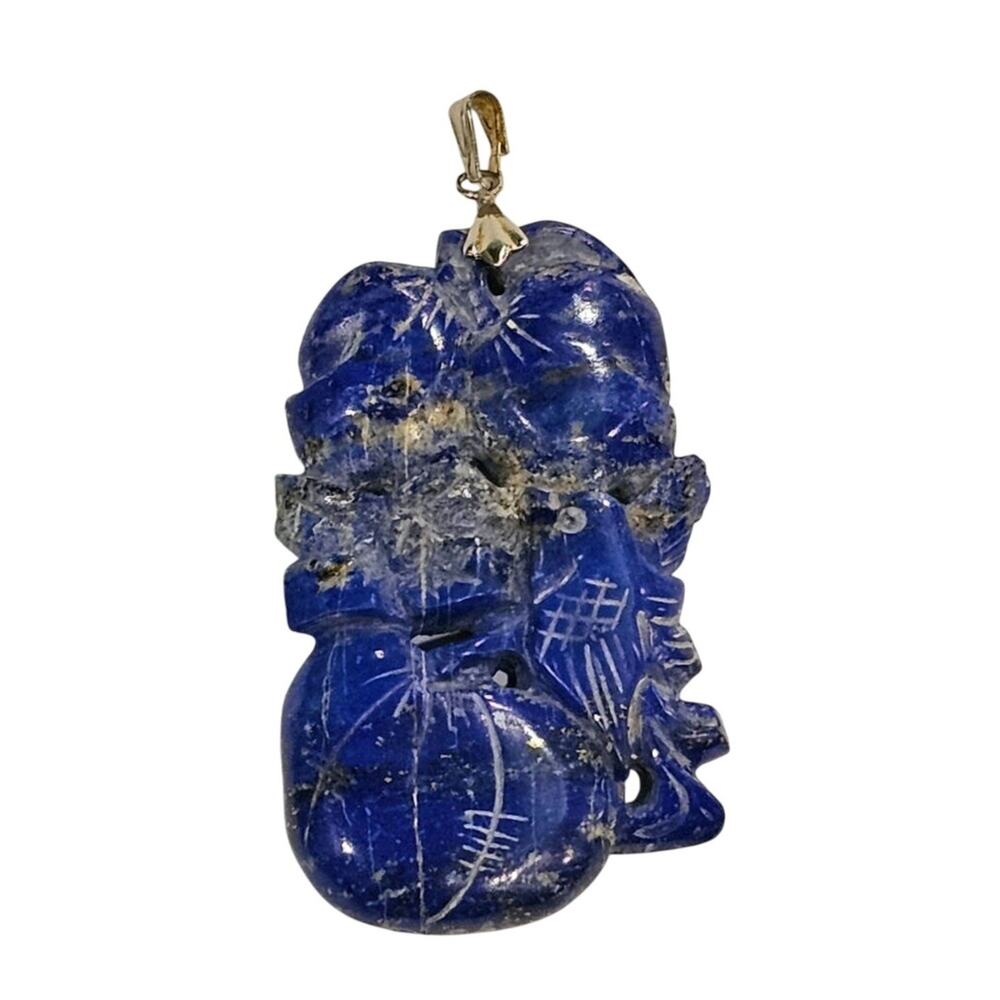 Vintage Lapis Lazuli Hand Carved Pendant